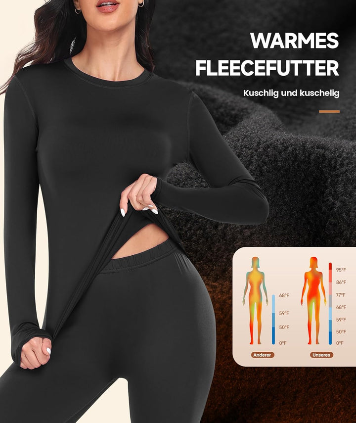 YADIFEN Thermounterwäsche Damen Thermo Oberteil Langarm Thermoshirt Warme Unterwäsche Winter Funktio