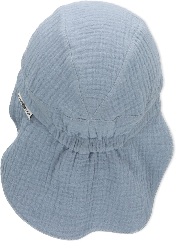Sterntaler Unisex Schirmmütze mit Nackenschutz Musselin Sonnenhut 49 hellblau, 49 hellblau