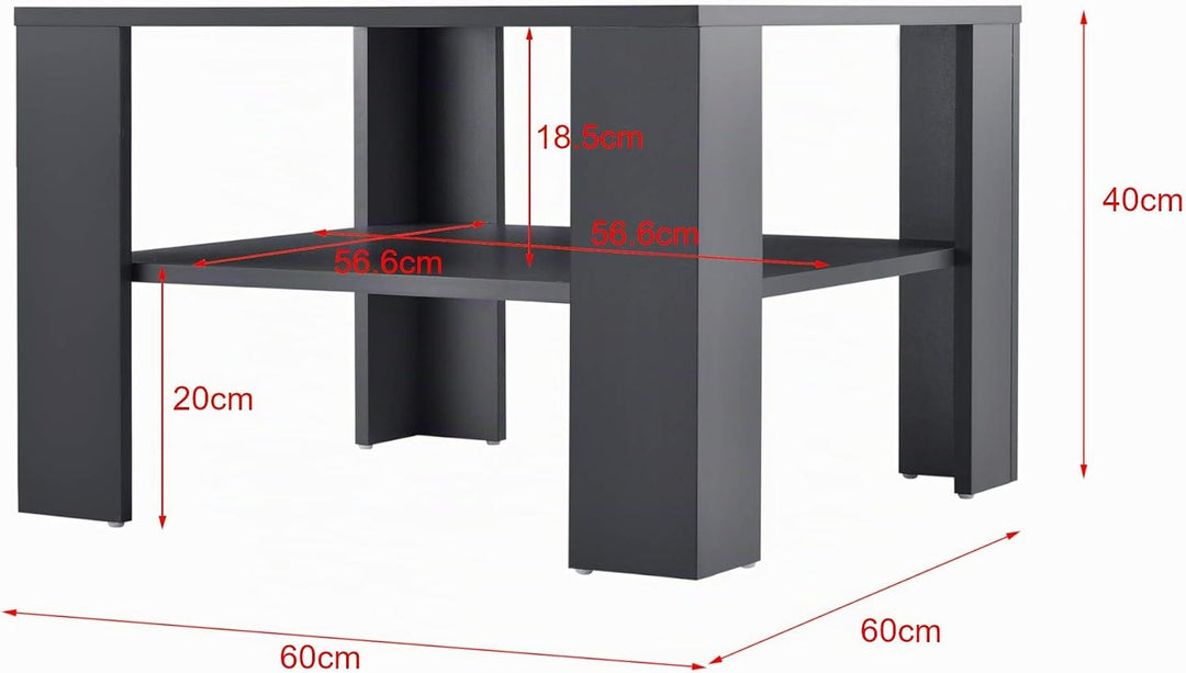 [en.casa] Couchtisch Aachen Beistelltisch 60x60x40 cm Wohnzimmertisch mit Ablage Sofatisch Kaffeetis