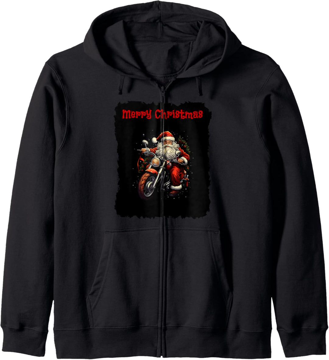 Frohe Weihnachten Weihnachtsmann Biker Motorrad Kapuzenjacke