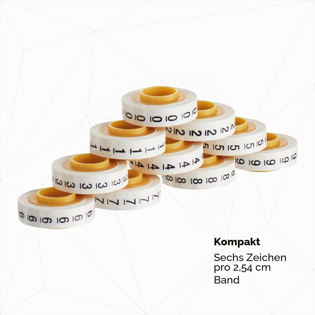 3M ScotchCode STD-0-9 Drahtmarkierungsbandabroller mit Klebeband, inklusive je 1 Rolle von 0-9 numme