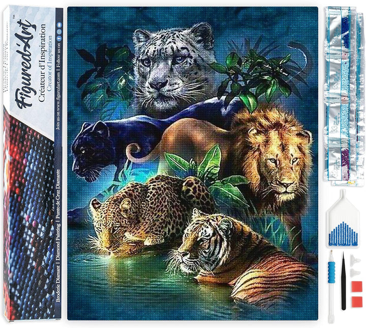 Figured'Art Diamond Painting Erwachsene 40x50cm Ganze Leinwand gerollt Dschungeltiere 5D Bilder Ecki