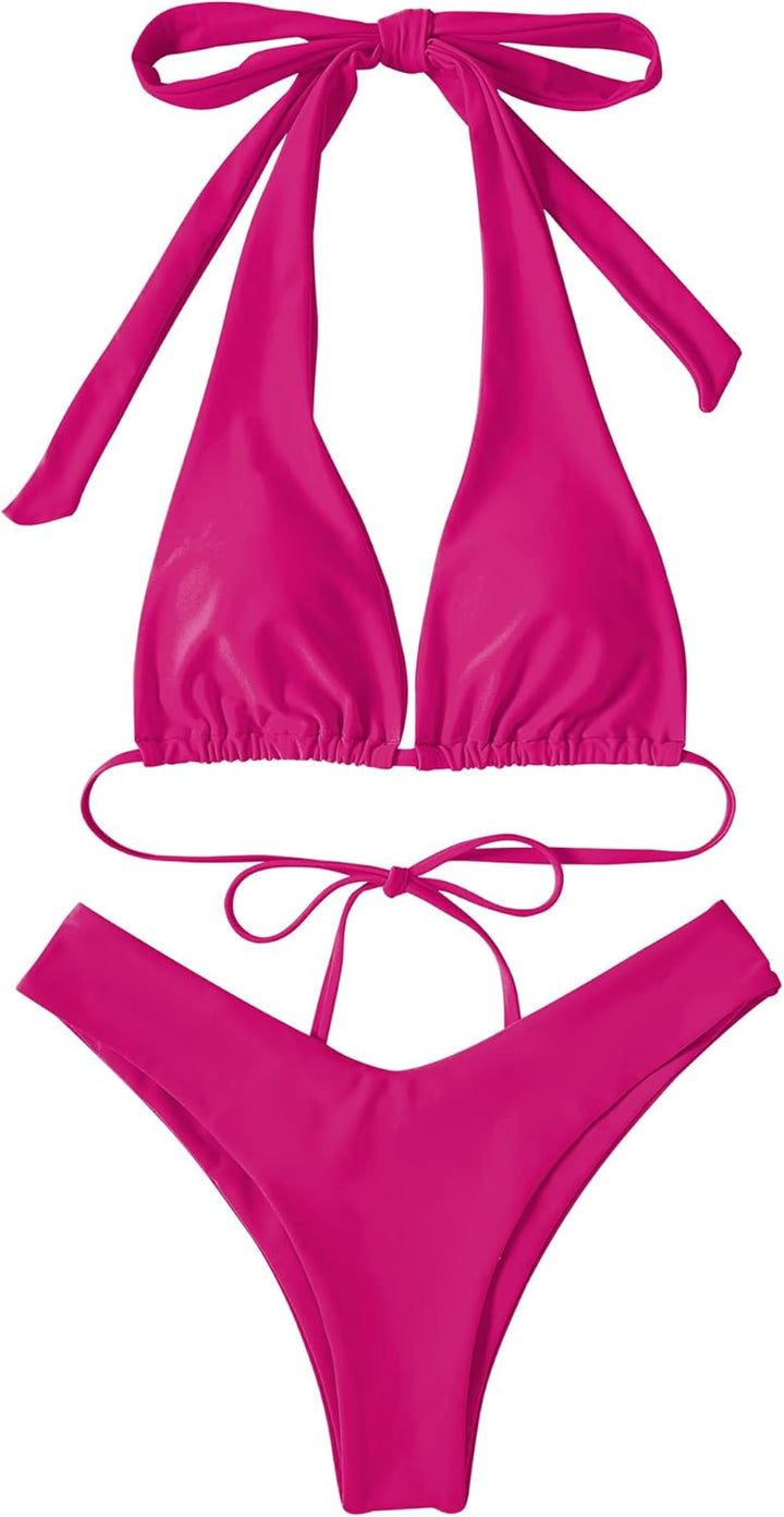 RXRXCOCO Sexy Brazilian Bikini Damen Set Triangel String Oberteil Bikini Set Tanga Bademode XL Drach