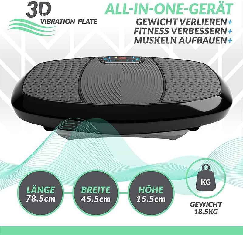 Bluefin Fitness Dual-Motor 3D Vibrationsplatte | Extra Grosse Anti-Rutsch-Oberfläche | Bluetooth Lau