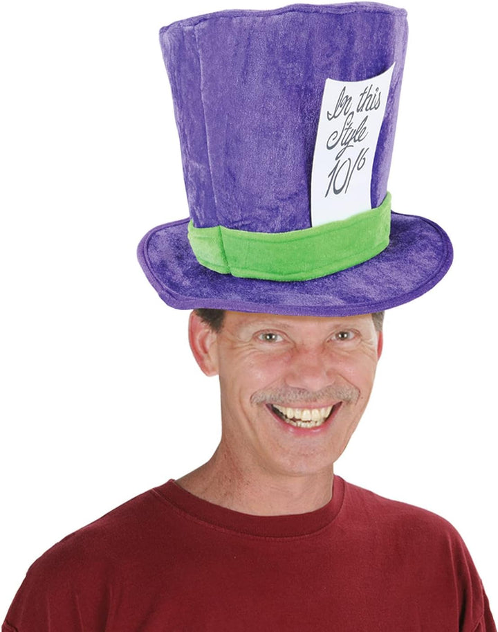 Beistle Unisex Plüsch Verrückter Hutmacher Hut - Lila & Grün Kopfbedeckung Halloween Kostüm Zubehör