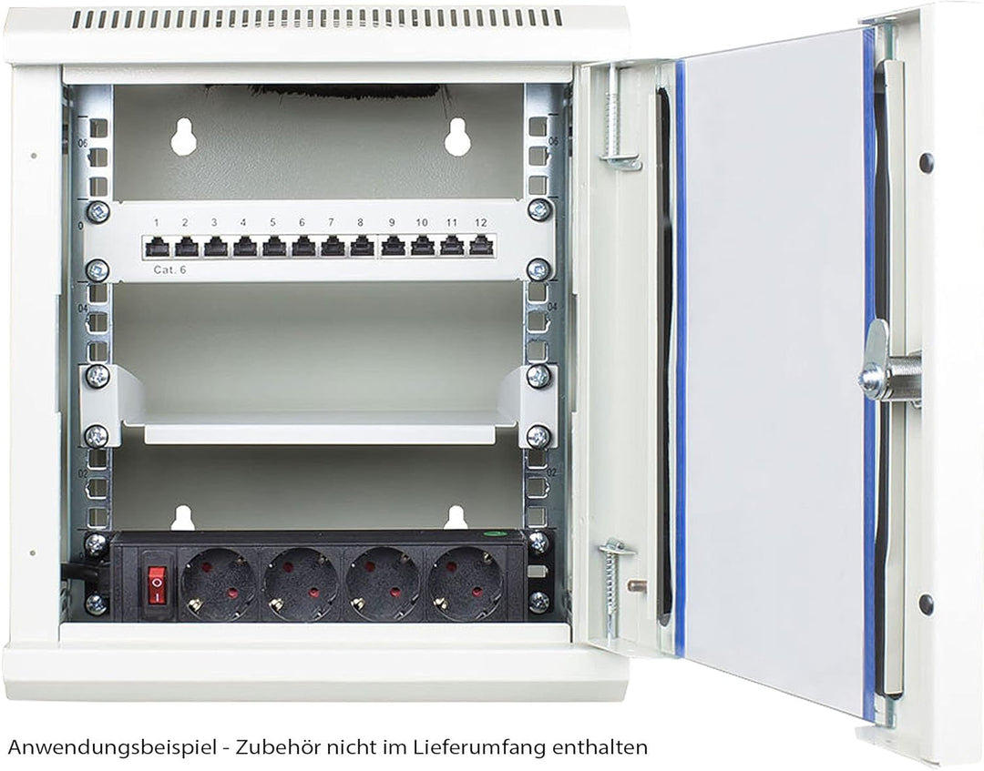 10" Wandgehäuse - 12HE - Netzwerkschrank 10 Zoll - lichtgrau (RAL7035) - 312x300x615mm - fertig mont