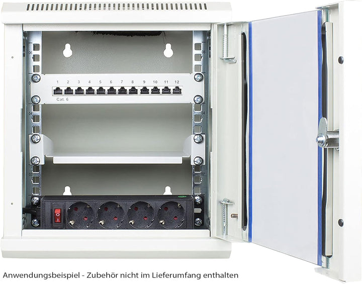 10" Wandgehäuse - 12HE - Netzwerkschrank 10 Zoll - lichtgrau (RAL7035) - 312x300x615mm - fertig mont