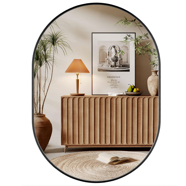 Dripex Ovaler Wandspiegel 50 * 70cm mit Aluminiumrahmen,dekorativer HD Wandspiegel Schminkspiegel fü