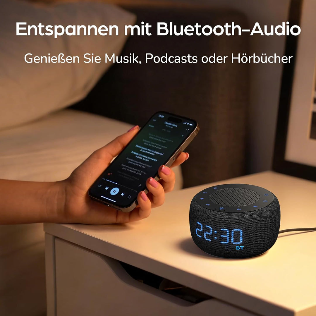 DOUMOSH Radiowecker mit Bluetooth, Wecker Digital mit 0-100% Display Dimmer, Farbige Nachtlicht, Wec