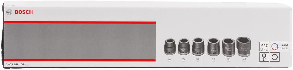 Bosch Professional 6tlg. Steckschlüsseleinsätze-Set mit 1"-Innenvierkantaufnahme für Sechskantschrau