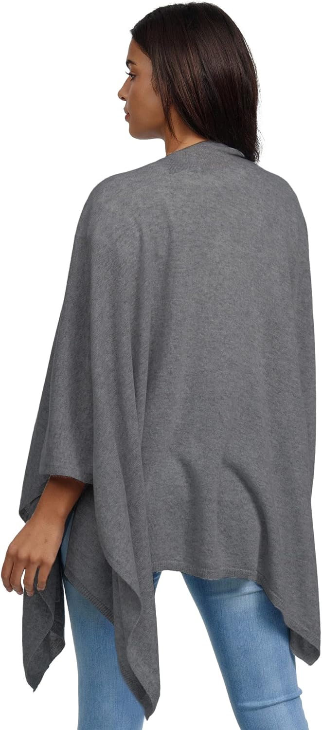 Glamexx24 Damen Poncho Schal Cashmere Feeling Strick Cape Frauen Poncho Cardigan XXL Umhängetuch für