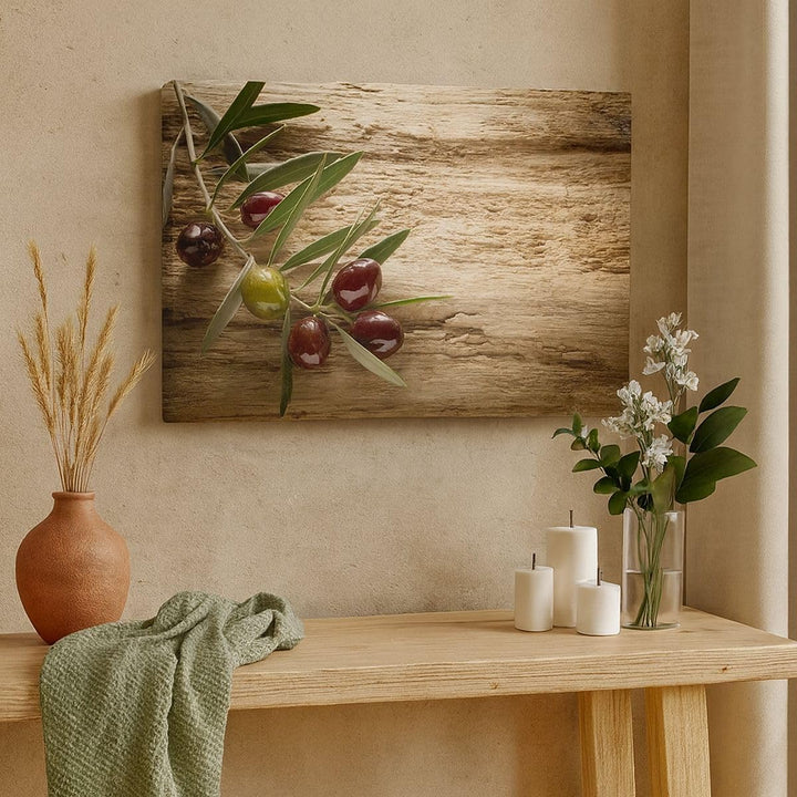 Bilder auf Leinwand 100x70cm Leinwandbild Oliv italien aroma diät Gross Wanddeko Bild Schlafzimmer K