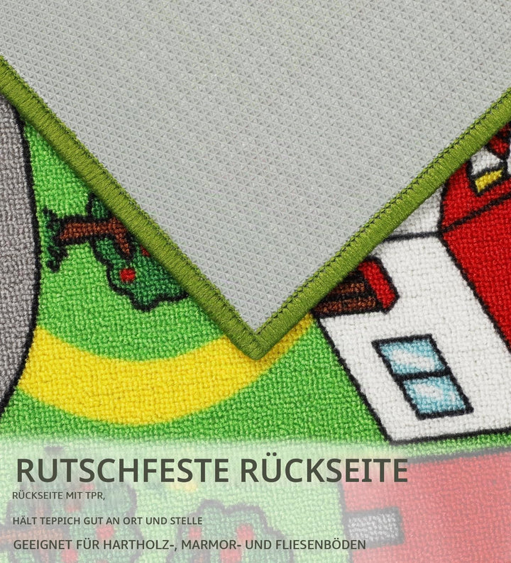 Capslpad Autoteppich Kinder 200x300cm rutschfest Kinderteppich Stadtplan Interaktiver Spielteppich W
