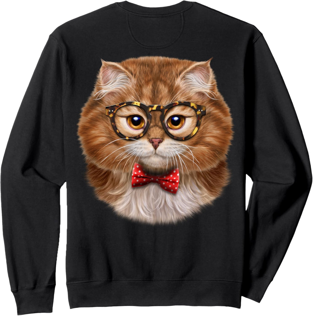 Orange Katze, die klassische Brille und Fliege trägt Sweatshirt