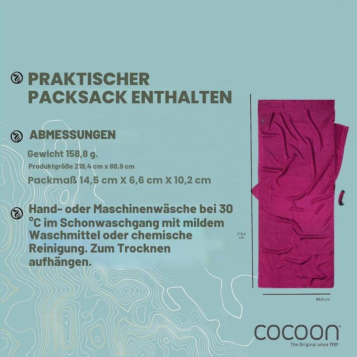 Cocoon Hüttenschlafsack aus Seide 86"x35" olivgrün, 86"x35" olivgrün