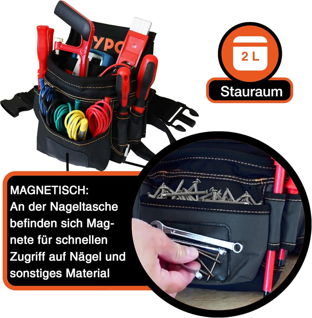 YPC Presto Werkzeug Gürteltasche XL – Werkzeuggürtel, Arbeitsgürtel, wasserfeste Werkzeugtasche mit