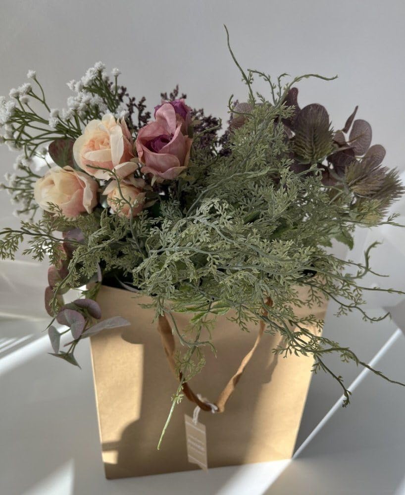 2474U Kunst-Blumenstrauss Bouquet Michelle in der Deko-Tüte 9-TLG.