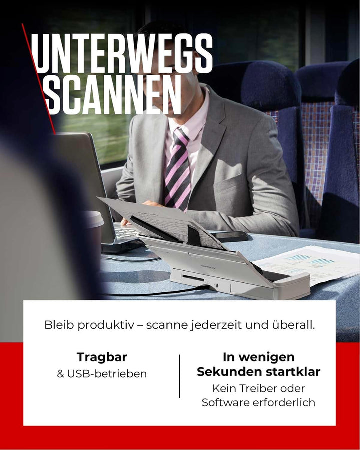 Canon R10 imageFORMULA Scanner Dokumentenscanner Mobil (Duplex Einzug, 600 DPI, eingebaute Plug und