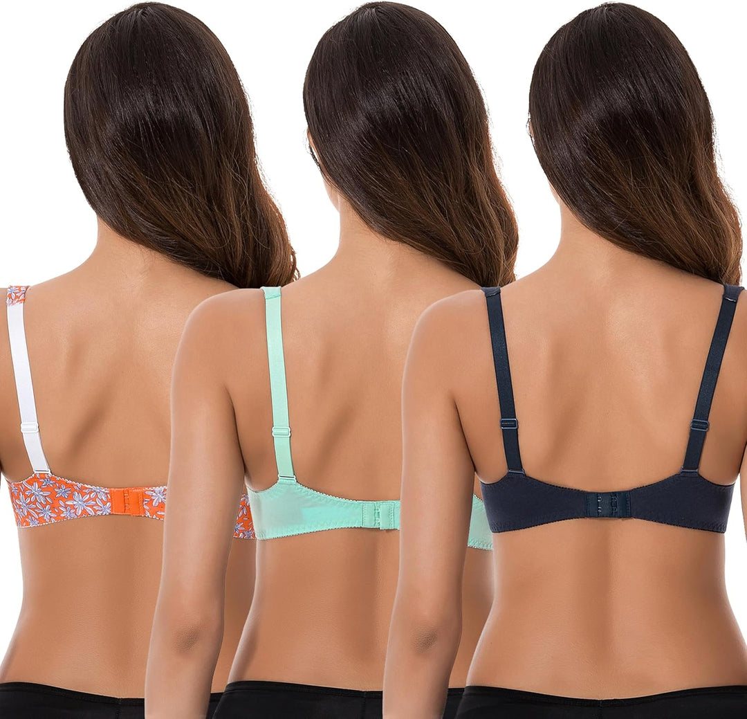 Curve Muse Damen-BH, ungefüttert, Balconette, Baumwolle, Spitze, Übergrösse, 2er- oder 3er-Pack 75E