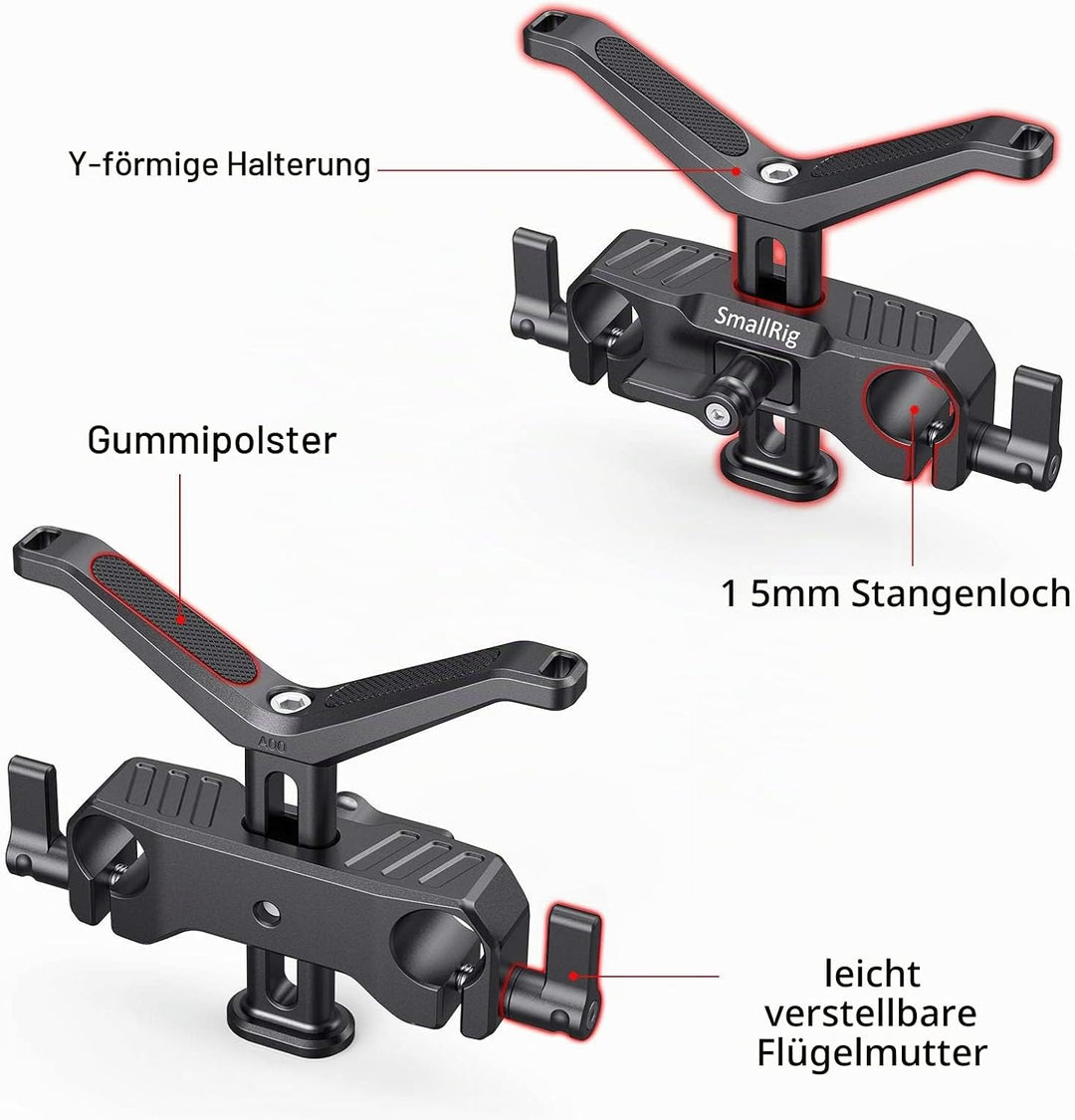 SMALLRIG Lange Linse Unterstützung mit 15mm Stangenklemme (34.5mm Höhenverstellbar) -BSL2680