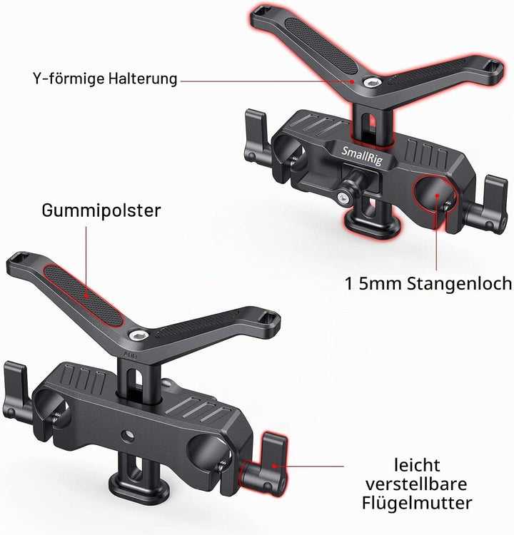 SMALLRIG Lange Linse Unterstützung mit 15mm Stangenklemme (34.5mm Höhenverstellbar) -BSL2680
