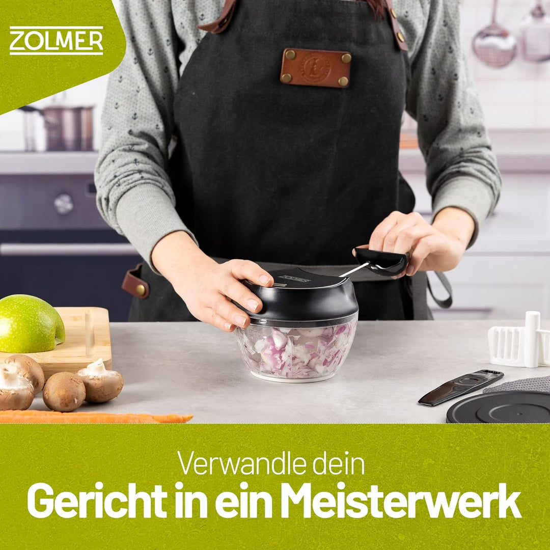 ZOLMER® Zwiebelschneider - Manueller Zerkleinerer mit Seilzug als Gemüseschneider - Multizerkleinere