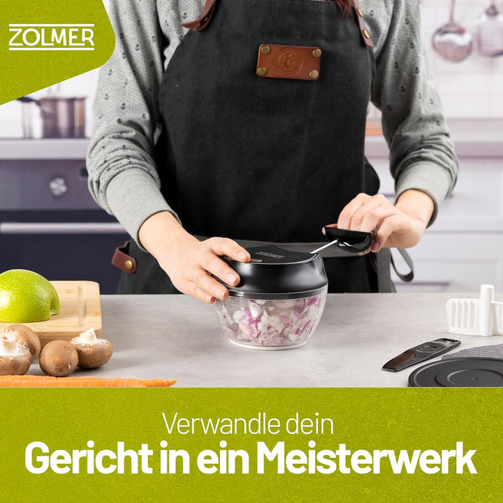 ZOLMER® Zwiebelschneider - Manueller Zerkleinerer mit Seilzug als Gemüseschneider - Multizerkleinere
