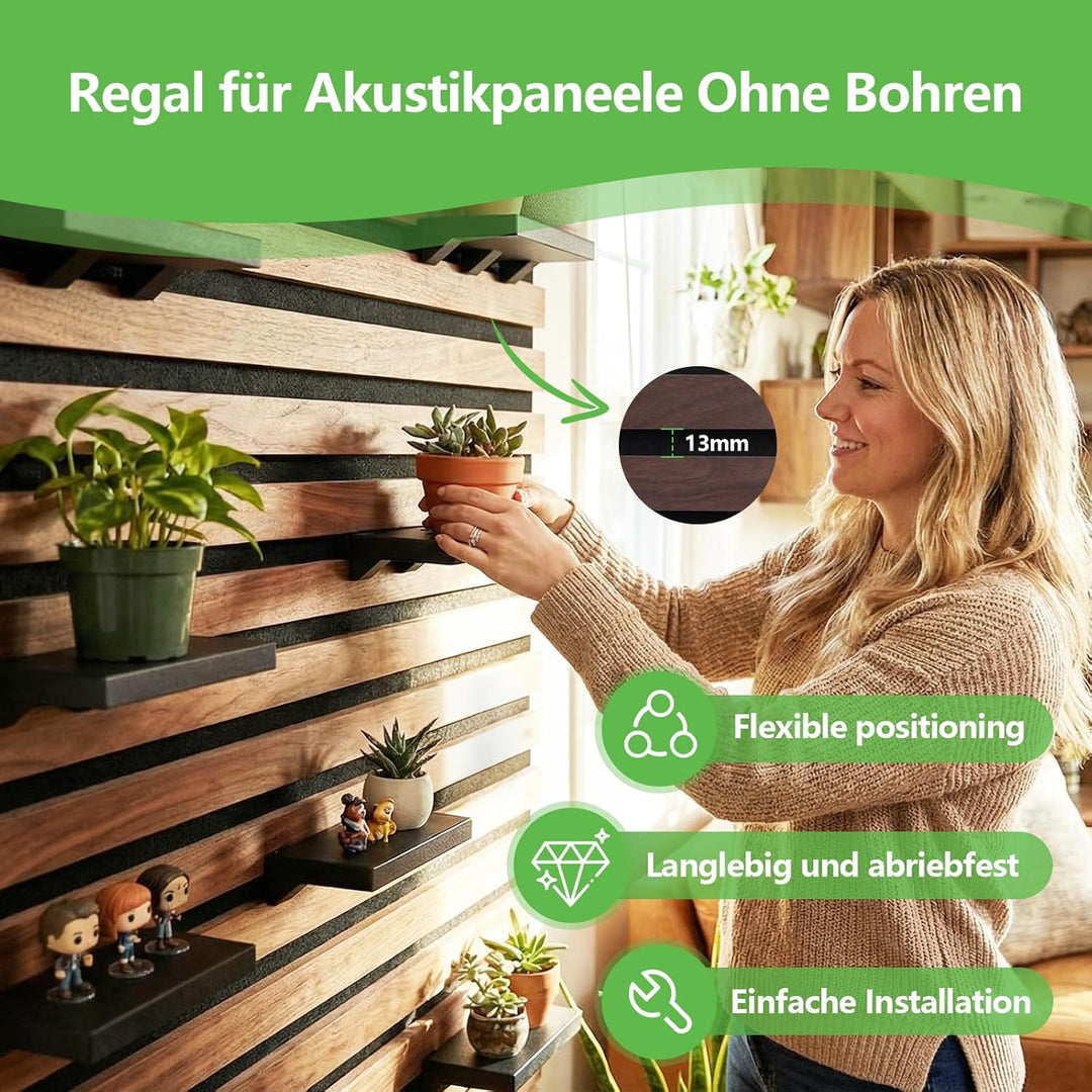 Hysagtek Regal für Akustikpaneel - 2 Stück Zubehör Akustikpaneele Ohne Bohren, Schwarze Paneele Zube