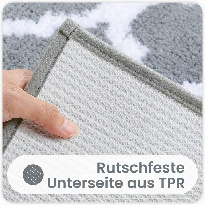 Homaxy rutschfest Badematten Set 2 teilig Weich Hochflor Bad WC Badezimmerteppich Set Mikrofaser Bad