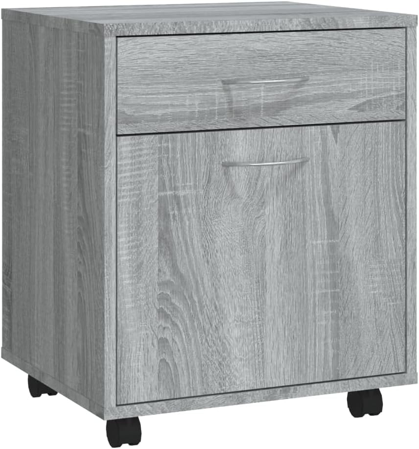 Rollcontainer mit Schublade und Tür, Büroschrank für Wohnzimmer, Schlafzimmer, Office, Robust und la