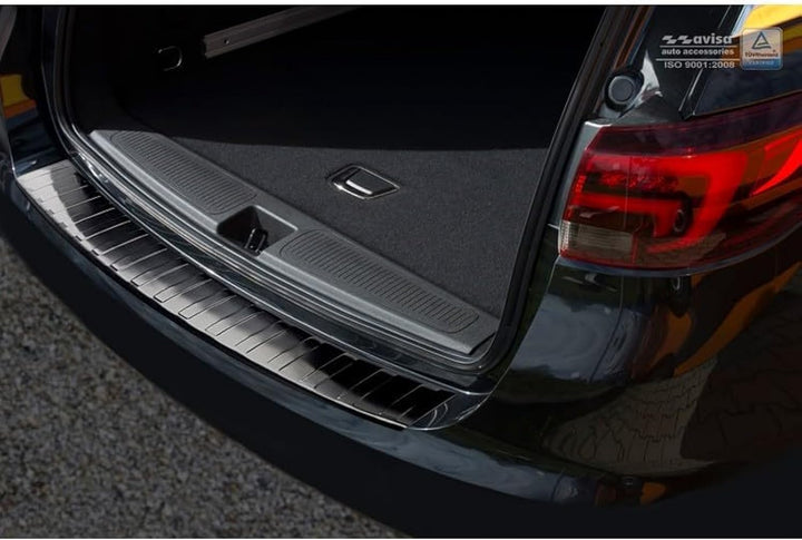 Schwarz Edelstahl Heckstossstangenschutz kompatibel mit Opel Astra K Sportstourer 2016-2022 'Ribs'