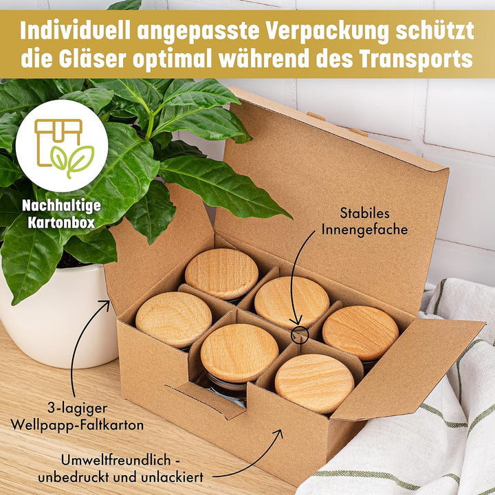 EVADUESS Gewürzgläser mit Holzdeckel, 150ml x 12, Aufbewahrungsgläser, Gewürzdosen, Gewürzset, Gewür