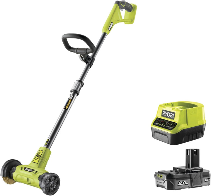 RYOBI 18 V ONE+ Akku-Fugenreiniger RY18PCA-120, mit Drahtbürste, Teleskopstiel, werkzeugloser Bürste