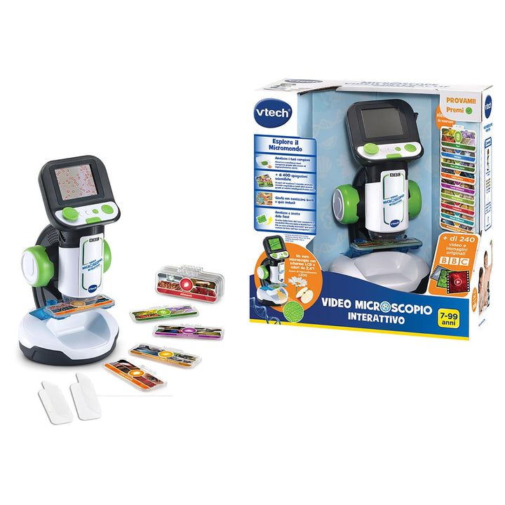 VTech Interaktives Videomikroskop, digitales Kindermikroskop mit Original-Video, 2,4-Zoll-Bildschirm