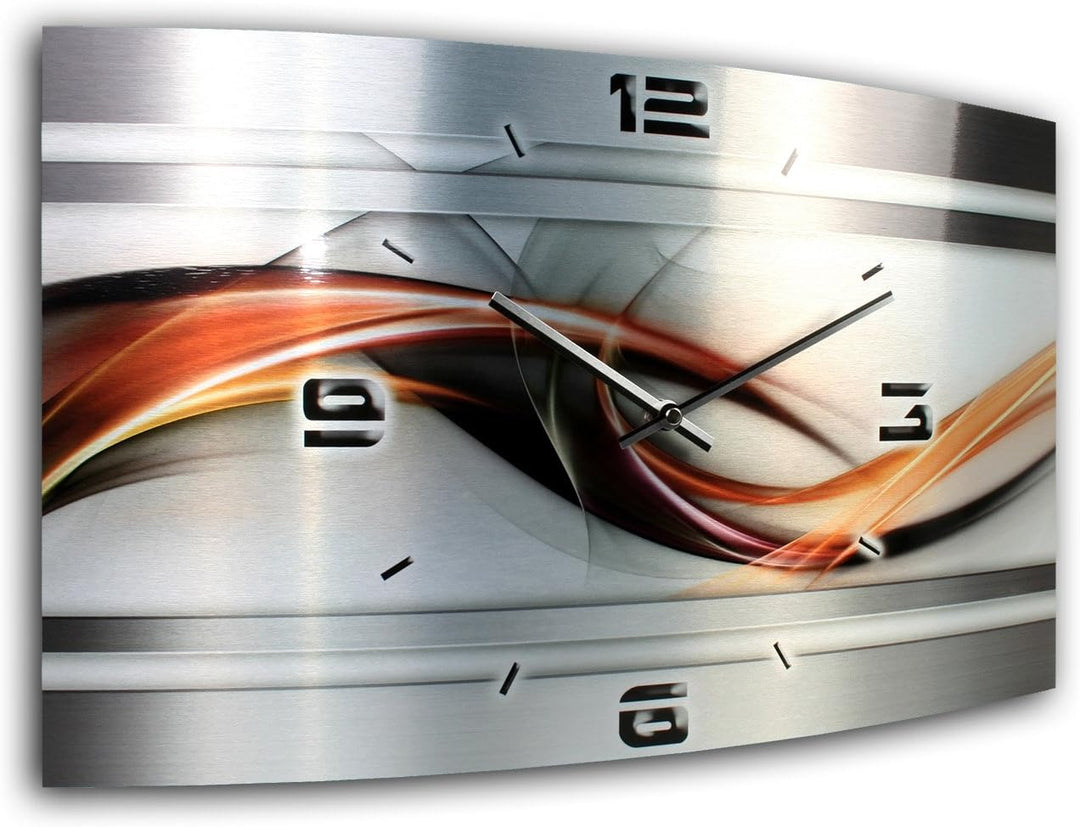 Kreative Feder Abstrakt Metallic Designer Funk Wanduhr Funkuhr modernes Design * Made in Germany* WA