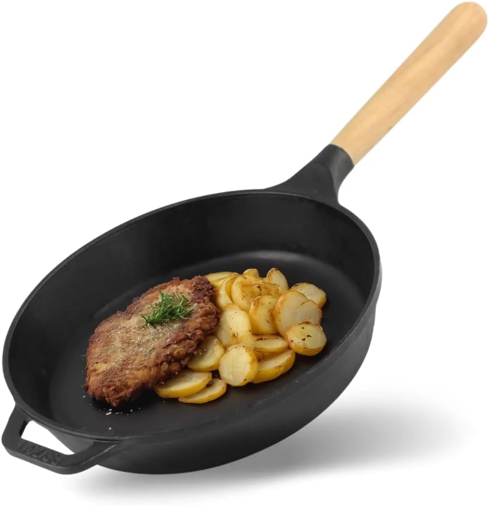 4BIG.fun Gusseisen Pfanne Ø 24 cm mit Glasdeckel BRIZOLL Schmorpfanne Bratpfanne mit Griff abschraub