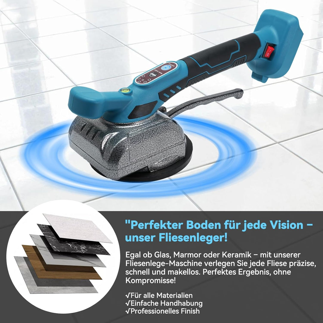 Professioneller Fliesenrüttler für Makita 18V System - 100kg Haftkraft, 13cm Sauger, 5-Stufen-Geschw