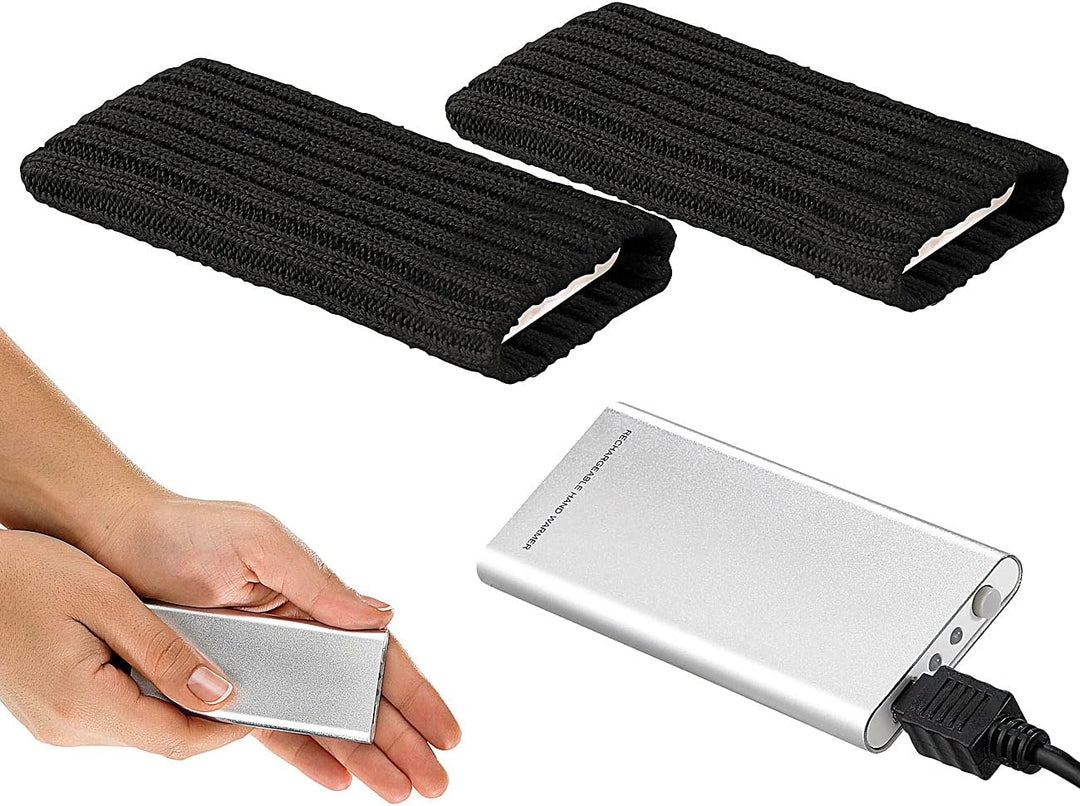 infactory Handwärmer elektrisch: 2er-Set aufladbare Handwärmer mit USB-Ladefunktion (USB Taschenwärm