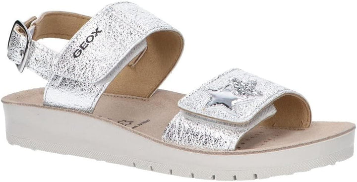 Geox Mädchen J Costarei Gi Sandals 37 EU Silber, 37 EU Silber