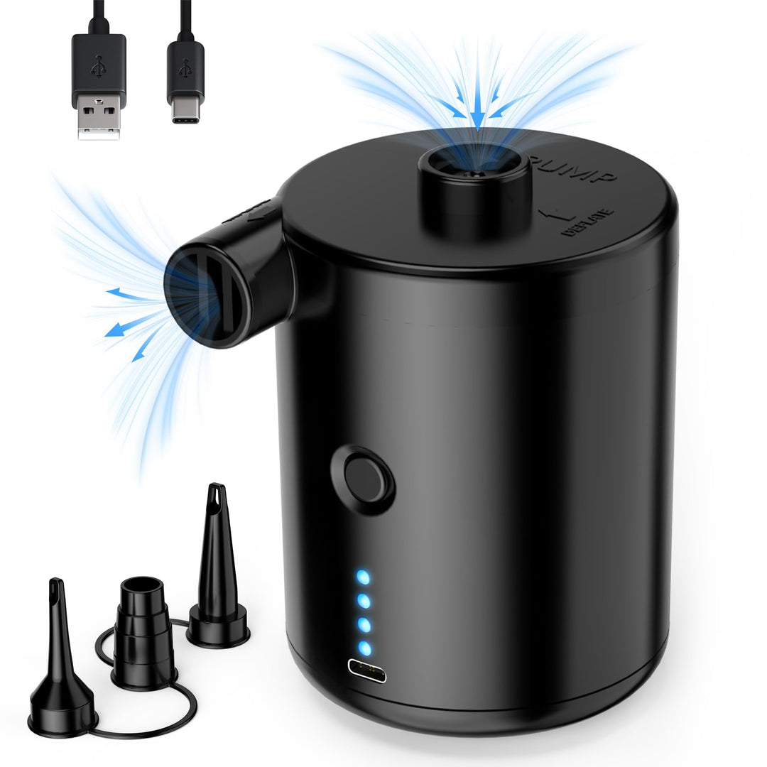 Elektrische Luftpumpe, 4000mAh Akku Elektrische Pumpe mit 4 Düsen für Luftmatratze, Matratze, Pool,