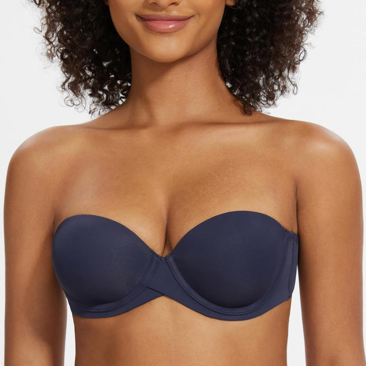 MELENECA Damen Push-Up Trägerlos BH - Bügel BH mit geformte Cups 70C Navy Blue, 70C Navy Blue