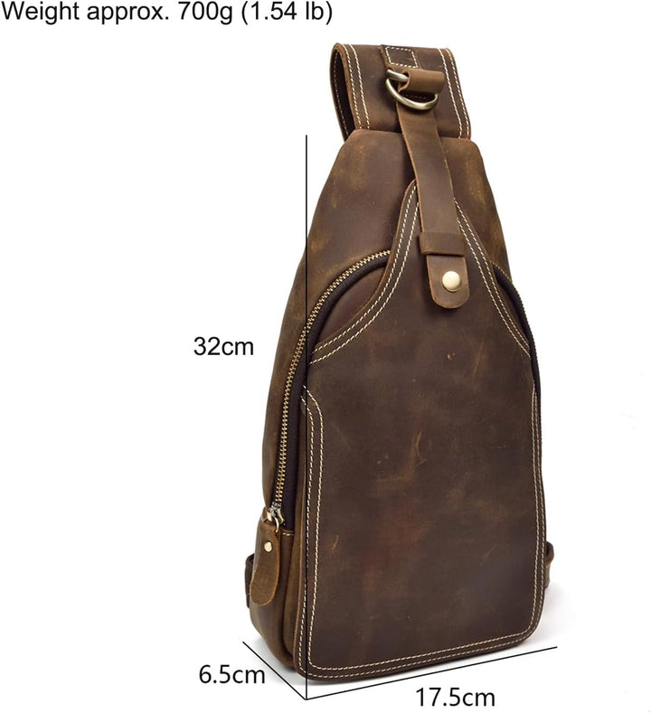 LUUFAN Herren Echtes Leder Sling Bag Brust Schulter Rucksack Crossbody Tasche für Casual Sport Wande