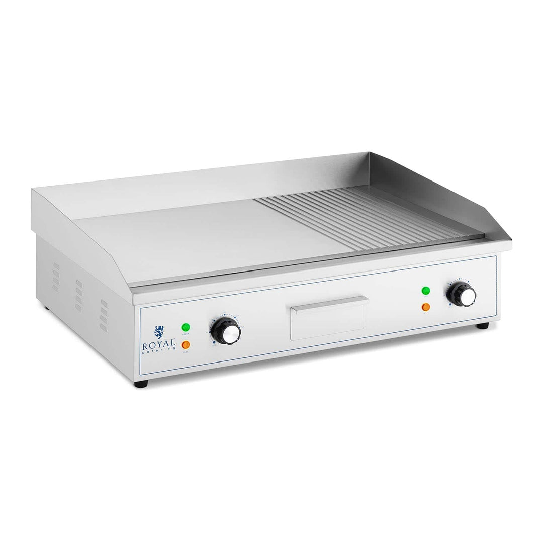 Royal Catering Gastro Grillplatte elektrisch 4400 W 50-300 °C 727 x 420 mm glatte + geriffelte Grill