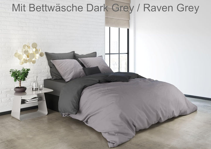 MISTRAL HOME Spannbettlaken Perkal Uni Bettlaken Laken Ägyptische Baumwolle Einfarbig, Farbe:Raven G