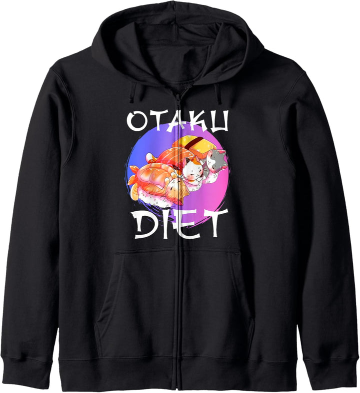 Otaku Diät Kawaii Nette Katzen Sushi Japanisch Kapuzenjacke