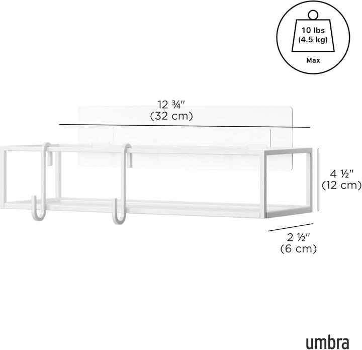 Umbra Cubiko Duschablage, Duschregale ohne Bohren mit Haken, Weiss, 2er-Set Weiss Duschkorb, Weiss D