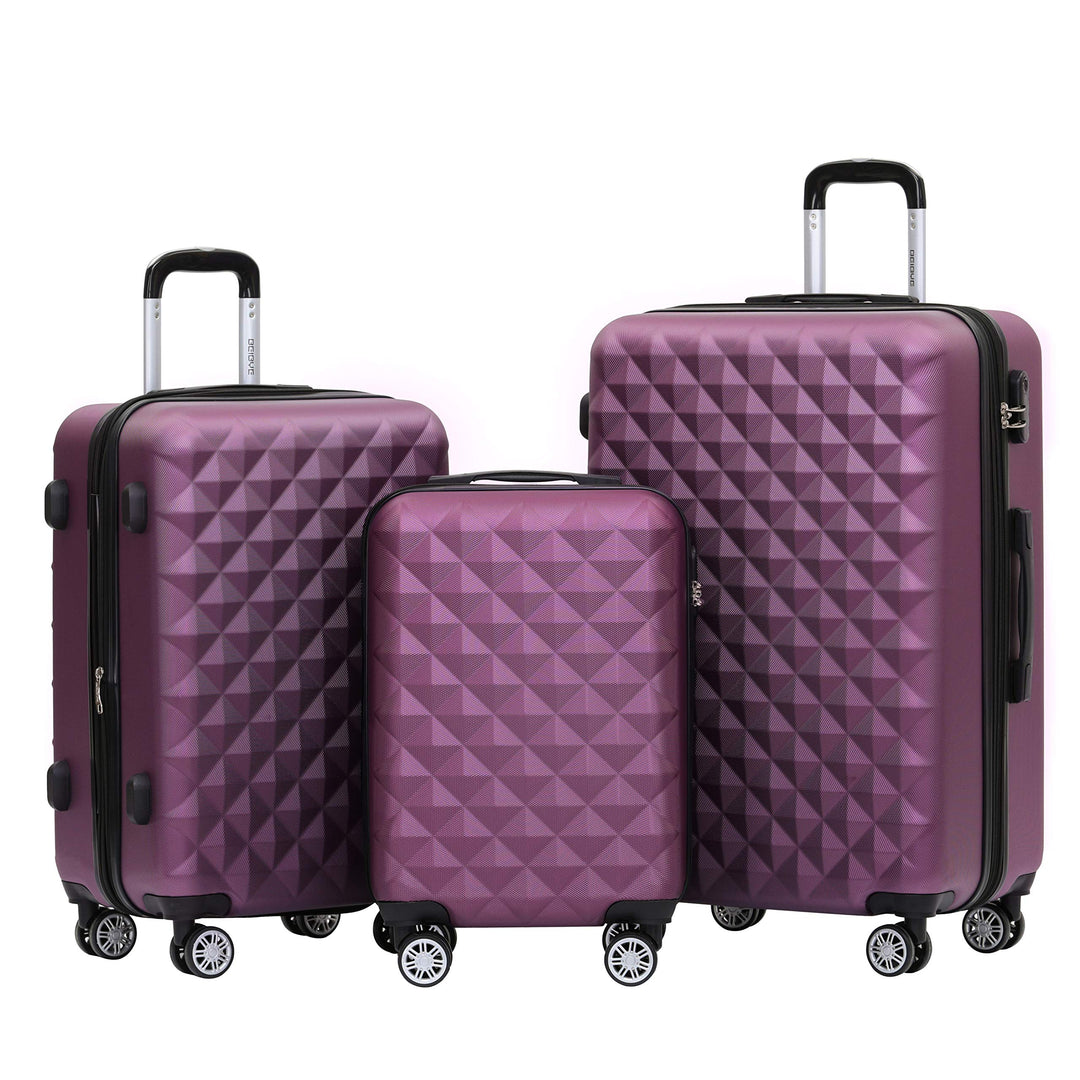 BEIBYE Zwillingsrollen 2066 Hartschale Trolley Koffer Reisekoffer Gepäck M-L-XL-Set (Violett, Set) V