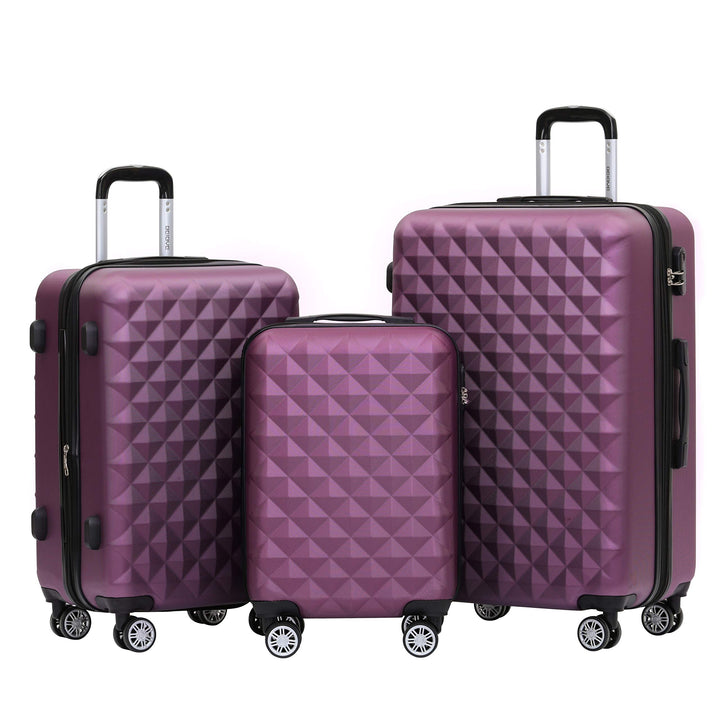 BEIBYE Zwillingsrollen 2066 Hartschale Trolley Koffer Reisekoffer Gepäck M-L-XL-Set (Violett, Set) V