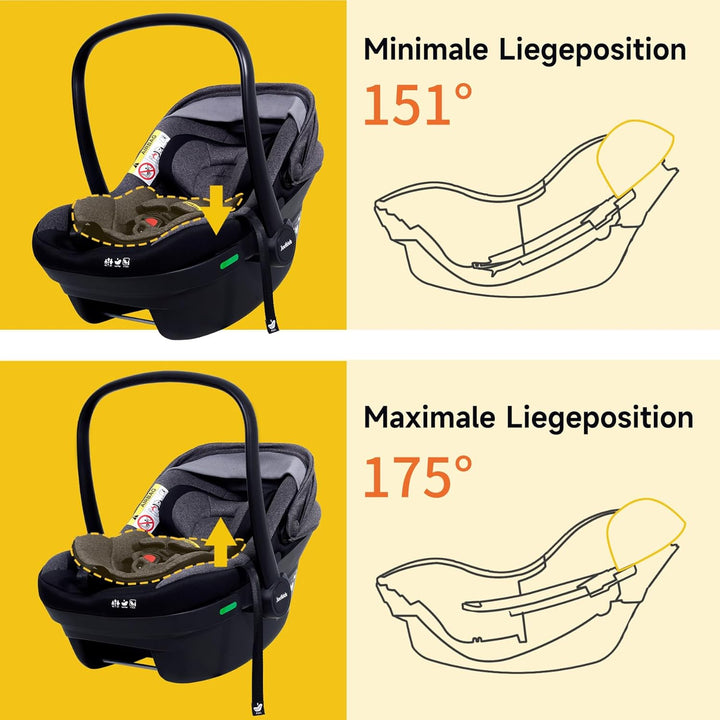 Jovikids Babyschale, Stufenlos verstellbare Liegeposition, Gruppe 0/0+ (40-87 cm) Baby Autositz mit