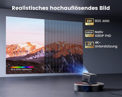 【Linux System & 6D Autofokus Trapezkorrektur】Netflix Beamer mit Dolby Audio, 700 ANSI Lumen WiFi6 Bl